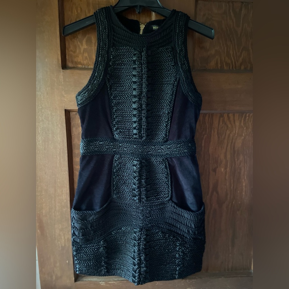 BALMAIN X H&M Black Velvet Rope Cocktail Dress Size 8.